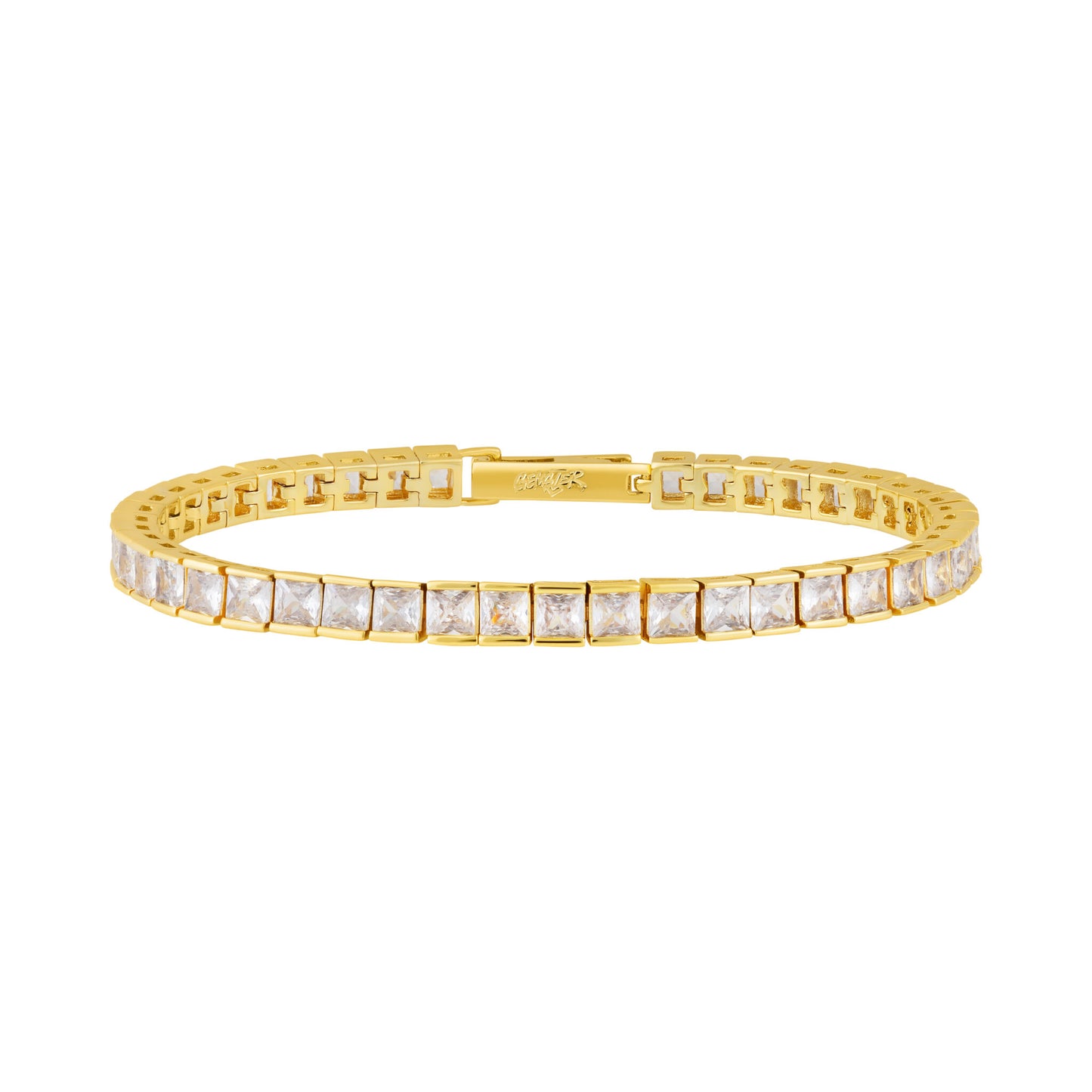 3MM Square Tennis Bracelet with Micro Pave Clasp