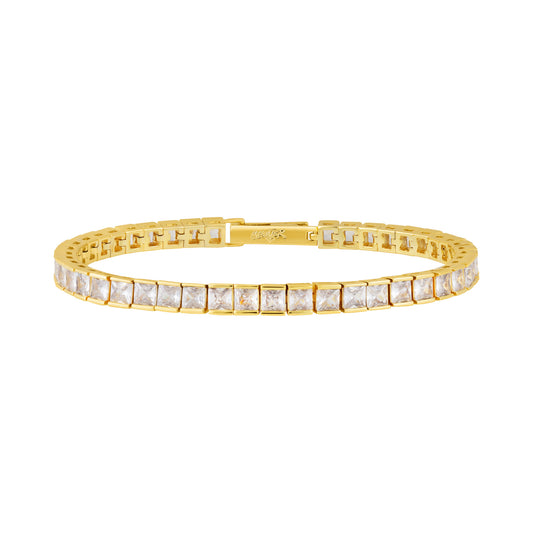3MM Square Tennis Bracelet with Micro Pave Clasp