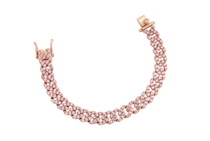 8MM Pink CZ Cuban Chain Bracelet
